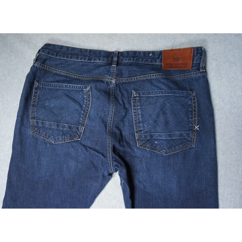 Scotch & Soda Jeans Mens 36x34 Blue Slim Straight Stretch Denim Pants Ralston